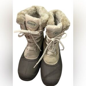 NWOT Quest PAC women’s 7 thinsulate leather duck winter boots with faux fur trim